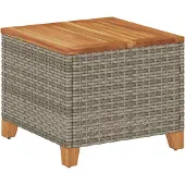 Syfax Gartentisch Grau 45x45x37 cm Poly Rattan Akazienholz