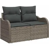Syfax Gartensofa mit Kissen Grau 121 x 62 x 69cm Poly-Rattan