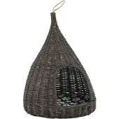 Syfax Katzenhaus mit Kissen Grau 40x60 cm Naturweide Tipi