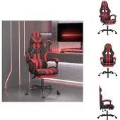vidaXL Gaming-Stuhl mit Fußstütze Drehbar Schwarz & Rot Kunstleder - Gaming-Sessel
