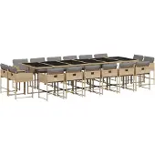 Syfax 17-tlg. Garten-Essgruppe mit Kissen Beigemischung Poly Rattan
