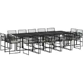 Syfax 15-tlg. Garten-Essgruppe mit Kissen Schwarz Poly Rattan