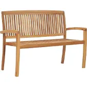 The Living Store Stapelbare 2-Sitzer Gartenbank 128,5 cm Massivholz Teak