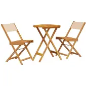 Syfax 3-tlg. Bistro-Set Beige Stoff und Massivholz