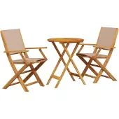 Syfax 3-tlg. Bistro-Set Taupe Stoff und Massivholz