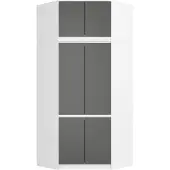 Akord Eckkleiderschrank Weiß 100 cm 6 Türen Front Graphitgrau B100xH235xT50 cm