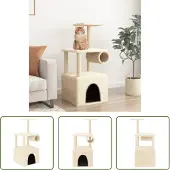 The Living Store Kratzbaum mit Sisal-Kratzsäulen Creme 109,5 cm