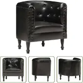 The Living Store Sessel Schwarz Echtleder