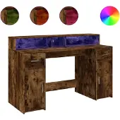 Syfax LED-Schreibtisch Räuchereiche 140x55x91 cm Holzwerkstoff