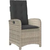 Syfax Gartensessel mit Kissen Verstellbar Hellgrau Poly Rattan