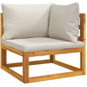 Syfax Modular-Ecksofa mit Hellgrauen Kissen Massivholz Akazie