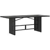 Syfax Gartentisch mit Glasplatte Schwarz 190x80x74 cm Poly Rattan
