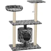 Syfax Katzen-Kratzbaum Sisal 95 cm Grau Pfoten-Aufdruck