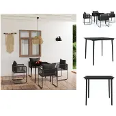 vidaXL 5-tlg. Garten-Essgruppe Schwarz - Gartenmöbel-Sets