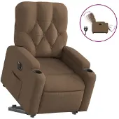 Syfax Relaxsessel mit Aufstehhilfe Elektrisch Braun Stoff