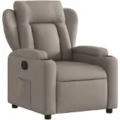 Syfax Relaxsessel Taupe Stoff mit manueller Liegefunktion, Getränkehalter und Seitentasche, 77x94,5x100 cm