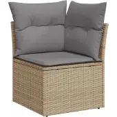 Syfax Garten-Ecksofa mit Kissen Beige Poly Rattan