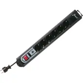 REV device protection socket line, 6-fold, 3,0m, 250 V, 16 A, 3500 W, Schwarz, 3 m, 460 x 43 x 67 mm