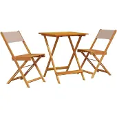 Syfax 3-tlg. Bistro-Set Taupe Stoff und Massivholz