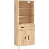 Syfax Highboard Sonoma-Eiche 69,5x34x180 cm Holzwerkstoff