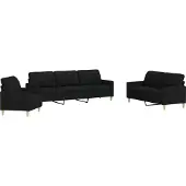 vidaXL 3-tlg. Sofagarnitur Schwarz Stoff