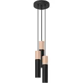 Sollux Hängeleuchte PABLO 3P schwarz 3xGU10 10W Stahl/Holz 100x20x20cm
