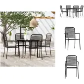vidaXL 5-tlg. Garten-Essgruppe Schwarz - Gartenmöbel-Sets