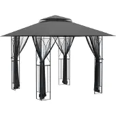 Syfax Pavillon mit Seitenwänden Anthrazit 300x300x270 cm Stahl