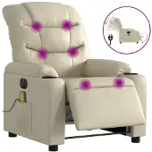 Syfax Massagesessel Elektrisch Creme Kunstleder