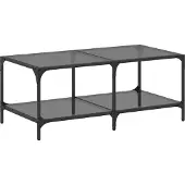 Syfax Couchtisch mit Glasplatte Schwarz 98,5x50x40 cm Stahl