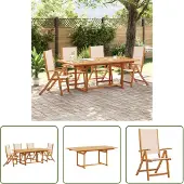 The Living Store 5-tlg. Garten-Essgruppe Massivholz Akazie und Textilene