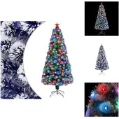 vidaXL Künstlicher Weihnachtsbaum mit Beleuchtung 150 cm Glasfaser - Weihnachtsbäume