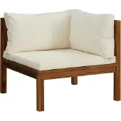 Syfax Modulares Ecksofa mit Cremeweißen Kissen Akazienholz