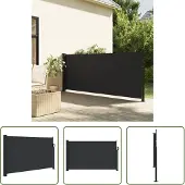 The Living Store Seitenmarkise Ausziehbar Schwarz 120x500 cm