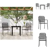vidaXL 3-tlg. Garten-Essgruppe Schwarz - Gartenmöbel-Sets