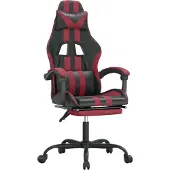 Syfax Gaming-Stuhl mit Fußstütze Schwarz und Weinrot Kunstleder