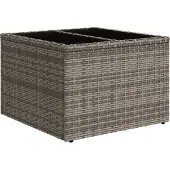 Syfax Gartentisch mit Glasplatte Grau 55x55x37 cm Poly Rattan
