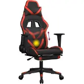 Syfax Gaming-Stuhl mit Massage & Fußstütze Schwarz & Rot Kunstleder