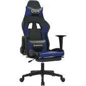 Syfax Gaming-Stuhl mit Fußstütze Schwarz und Blau Kunstleder