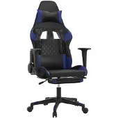 Syfax Gaming-Stuhl mit Massage & Fußstütze Schwarz & Blau Kunstleder
