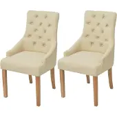 Syfax Esszimmerstühle 2 Stk. Creme Stoff