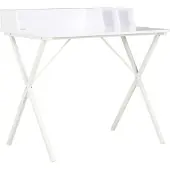 Syfax Kompakter Schreibtisch Weiß 80x50x84 cm mit X-Beinen, erhöhtem Rücken und Fächern