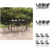 vidaXL 7-tlg. Garten-Essgruppe Schwarz Poly Rattan - Gartenmöbel-Sets