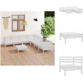 vidaXL 8-tlg. Garten-Lounge-Set Massivholz Kiefer Weiß - Gartenmöbel-Sets
