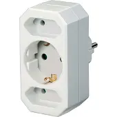 Brennenstuhl Mehrfachsteckdosen, Steckdosenadapter 3-fach mit erhöhtem Berührungsschutz (2 x Euro-Steckdosen & 1 x Schutzkontaktstecker) weiß