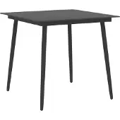 Syfax Garten-Esstisch Schwarz 80x80x74 cm Stahl und Glas