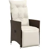 Syfax Gartensessel Verstellbar mit Kissen Braun Poly Rattan