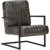 The Living Store Freischwinger Sessel Distressed Grau Echtleder