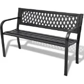The Living Store Gartenbank 118 cm Stahl Schwarz