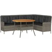 Syfax 2-tlg. Garten-Sofagarnitur mit Auflagen Poly Rattan Grau